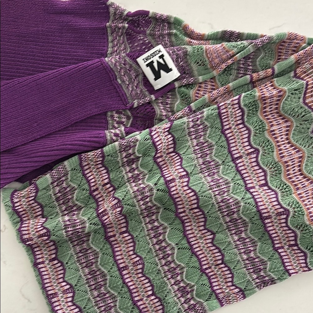 M by Missoni Kids' Purple and Green Patterned Scarf